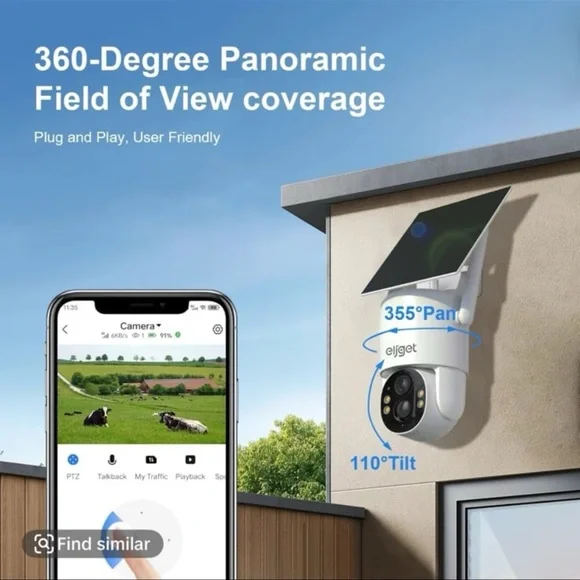 4G LTE Cellular Security Camera, No Wifi Security Camera, 2.5K Solar Camera Outd